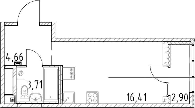 Квартира студия 24.78 м², 10/23 эт., ЖК «Город Первых»
